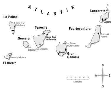 kaart van de Canarische Eilanden