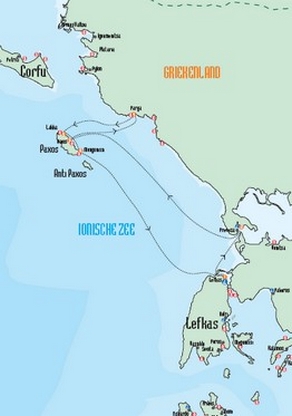 flottielje route naar Paxos